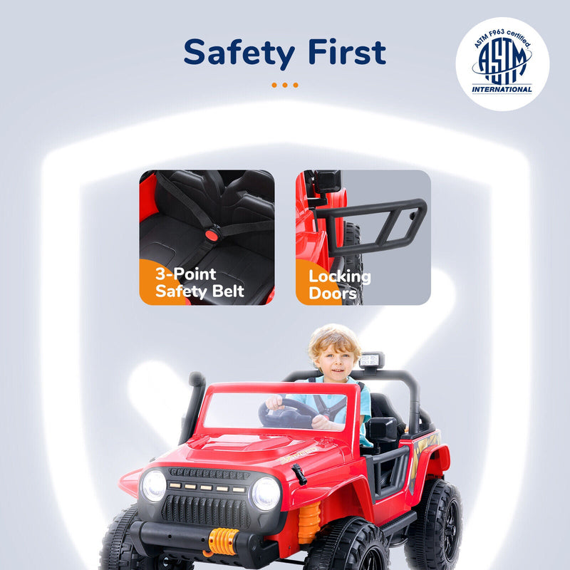 Rev Up the Fun with Our 12V MP3 Ride-On Truck: Perfect for Parent-Child Bonding with LED Lights and Sleek Black Design!