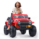 KLOKICK 12V 2-Seater Ride On Truck with LED Lights and 3 Speeds for Parent-Child Fun