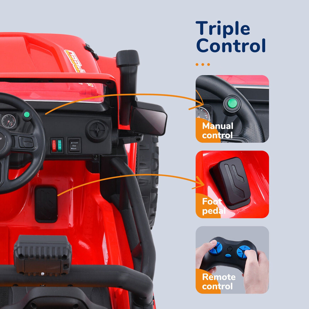 Bluetooth Remote Control Ride-On Truck for Kids with FM Radio and Parental Control