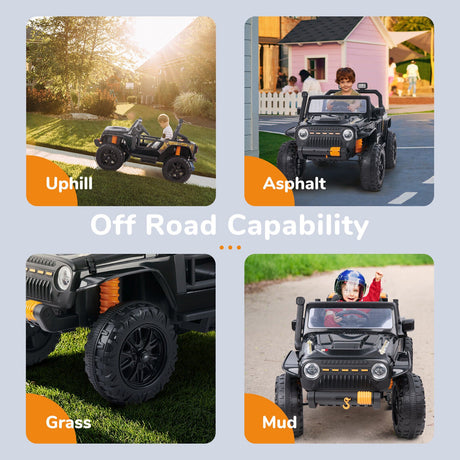 2-Seater Electric Ride-On Toy Truck for Kids with Parent Seat and MP3 Player