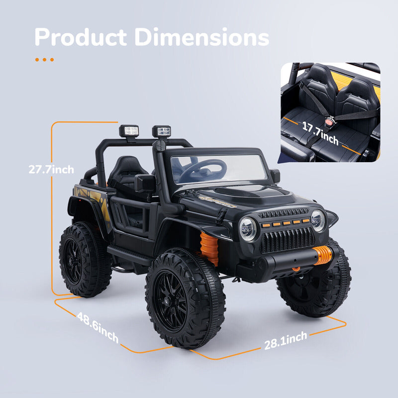 Interactive 12V Ride-On Car with Lights, Music, and Remote Control for Kids and Adults