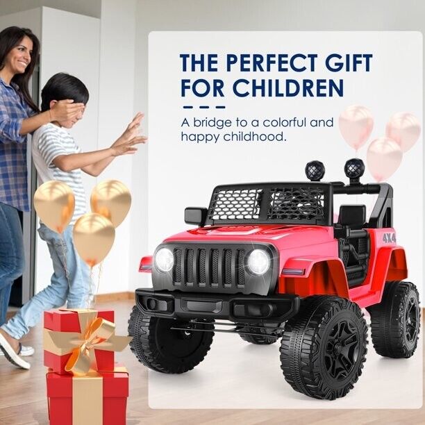 12V Electric Ride On Jeep Toy Car with USB, Bluetooth, and Remote Control for Kids - Perfect Gift for Adventure Seekers