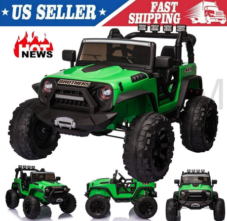 2-Seater 24V Kids Ride-On Truck with Remote Control, LED Lights, and 3-Speed Options