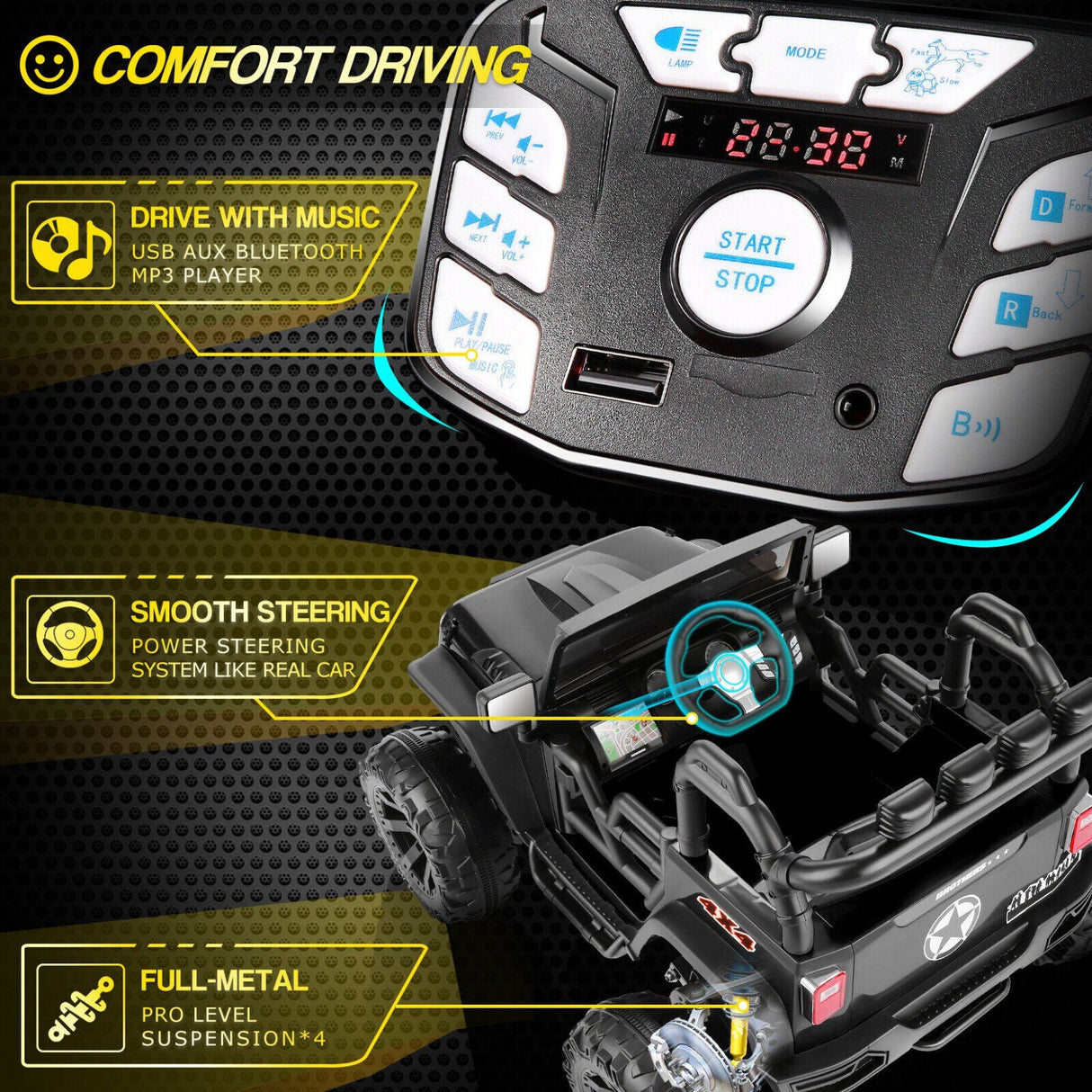 2-Seater 24V Electric Ride-On Truck for Kids with Bluetooth and Remote Control - 400W