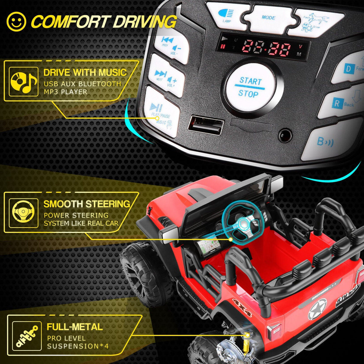 2-Seater 24V Electric Ride-On Truck for Kids with Bluetooth and Remote Control - 400W