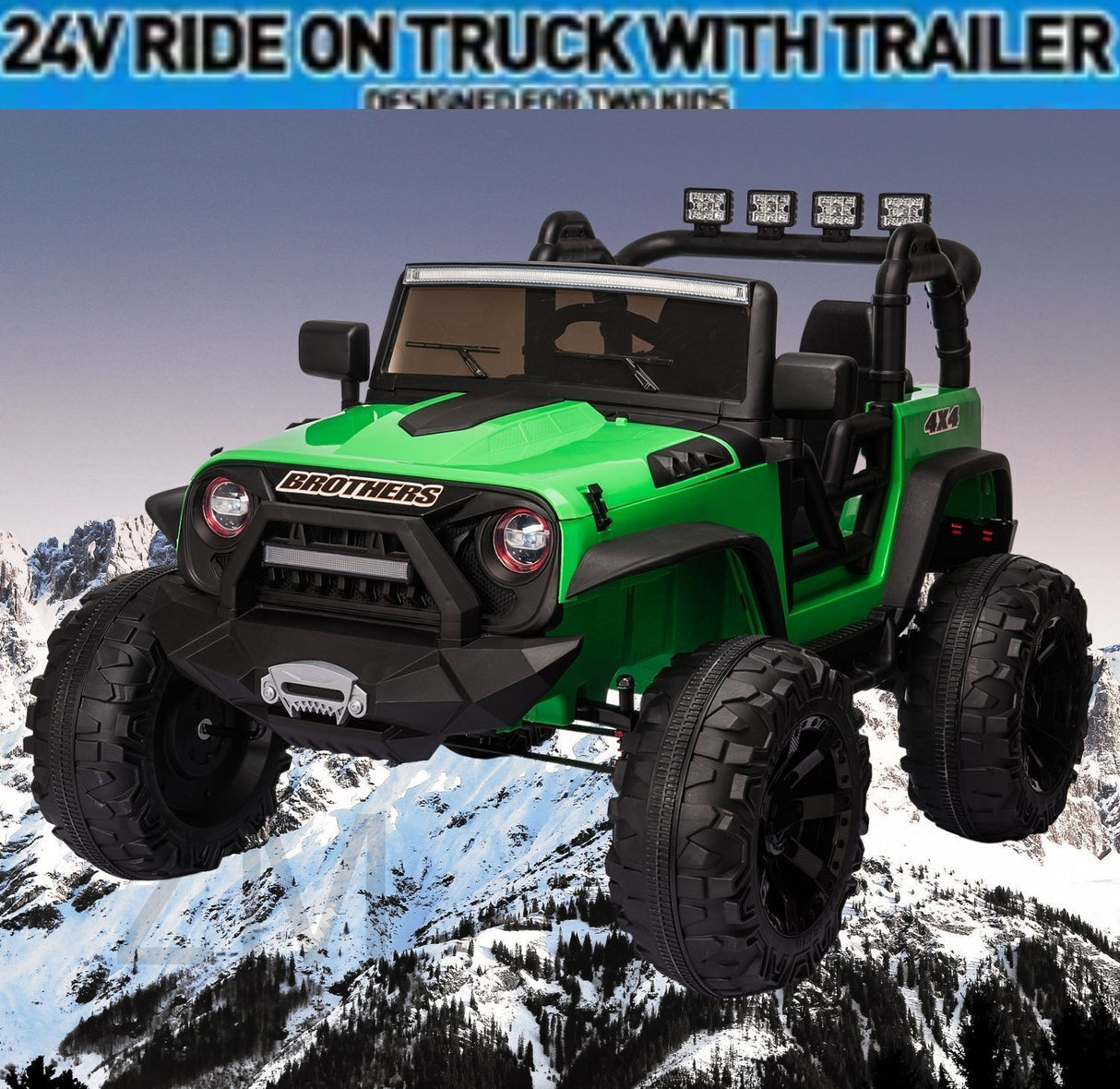 2-Seater Electric Ride-On Truck for Kids with Bluetooth and Remote Control - 24V