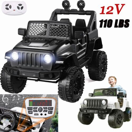 Electric Ride-On Truck for Kids with Remote Control, LED Lights, and MP3 Player - 12V Battery Powered