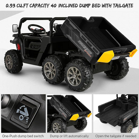 2-Seater Electric Ride-On Truck with Dump Bed and RC Control - 3 Speeds, 24V Power for Kids