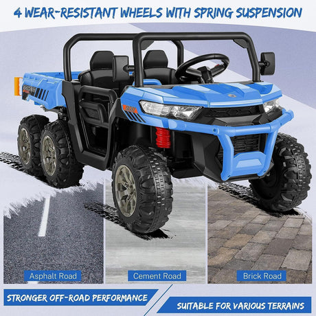 2-Seater Electric Ride-On Truck with Dump Bed and RC Control - 3 Speeds, 24V Power for Kids