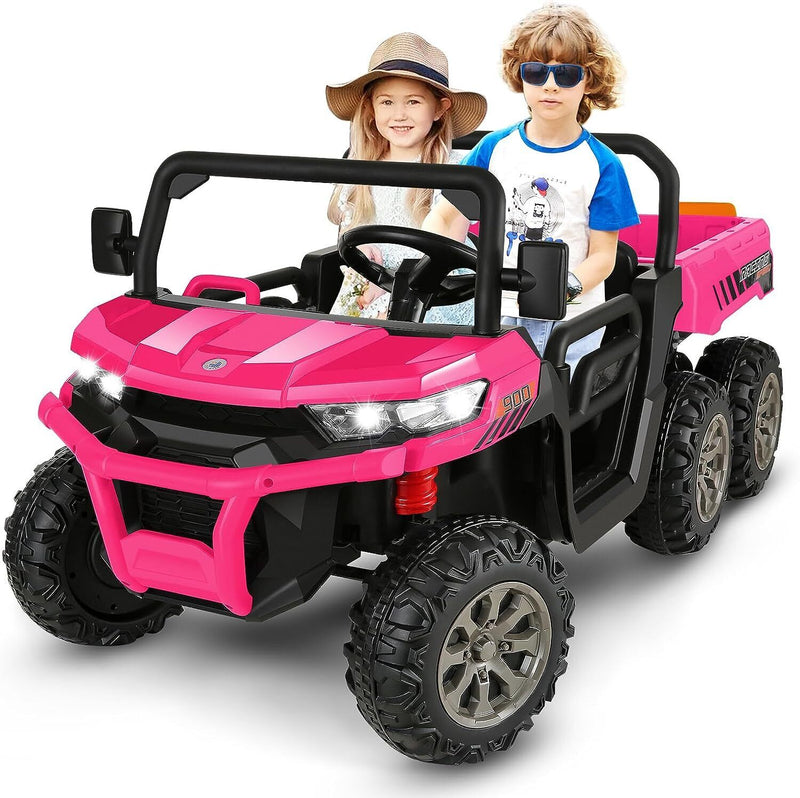 Premium 24V 7Ah Battery-Powered 2-Seat Dump Truck Ride-On Toy for Kids with 6 Wheels