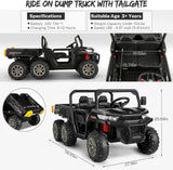 Premium 24V 7Ah Battery-Powered 2-Seat Dump Truck Ride-On Toy for Kids with 6 Wheels