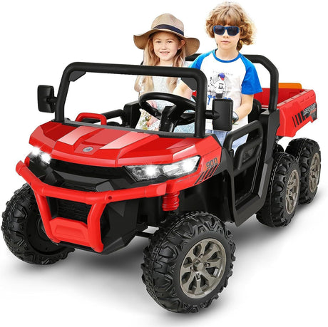 2 Seater 24V Dump Truck Ride On Car with Electric Dump Bed & Shovel - Remote Controlled