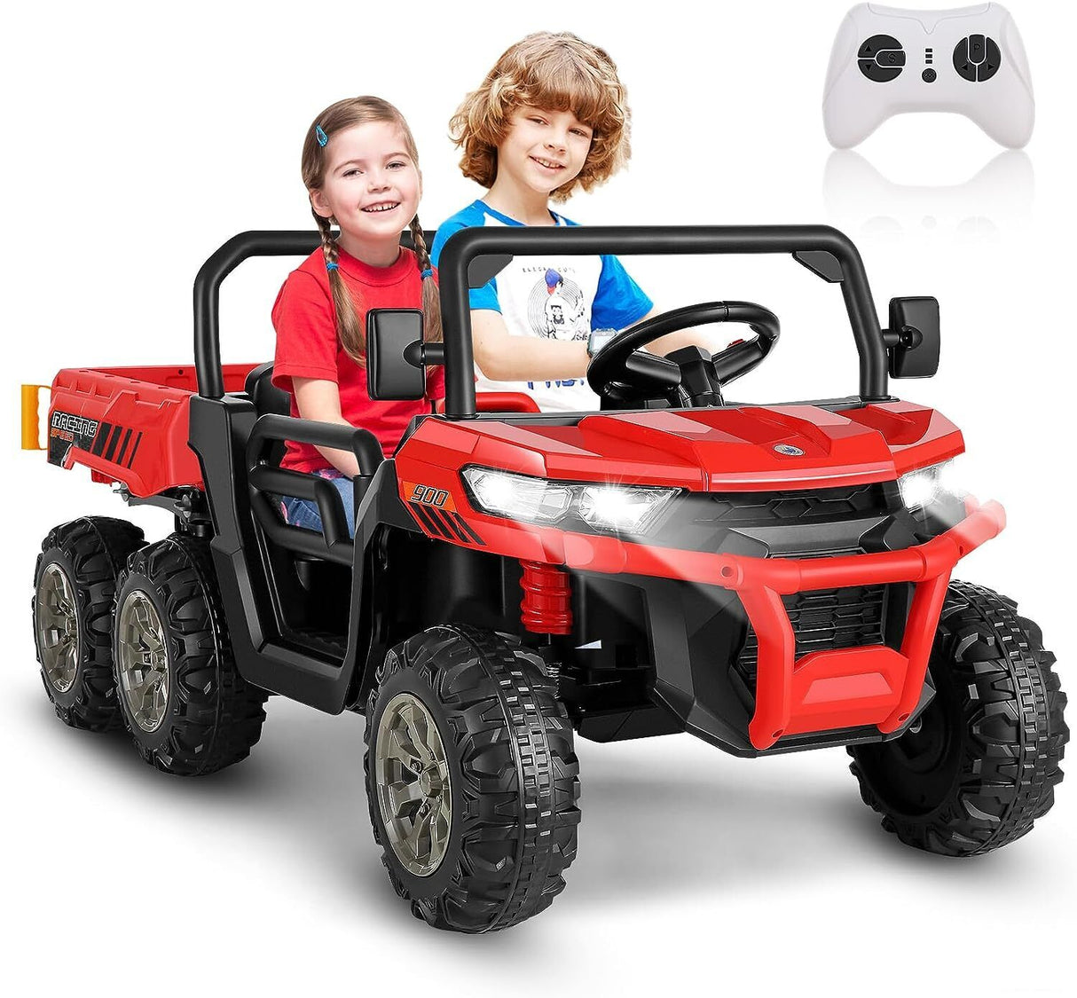 2 Seater 24V Dump Truck Ride On Car with Electric Dump Bed & Shovel - Remote Control Included