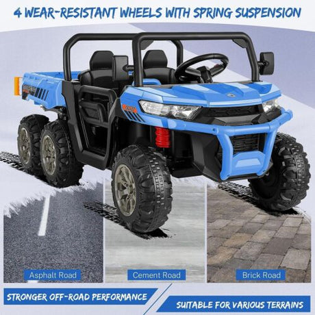2-Seater Electric Truck Tractor for Kids with Dump Bed and 3 Speeds - 24V