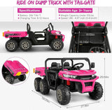 2-Seater Electric Truck Tractor for Kids with Dump Bed and 3 Speeds - 24V