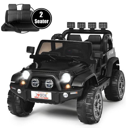 2-Seater Electric Ride-On Truck with Remote Control and Storage - Black