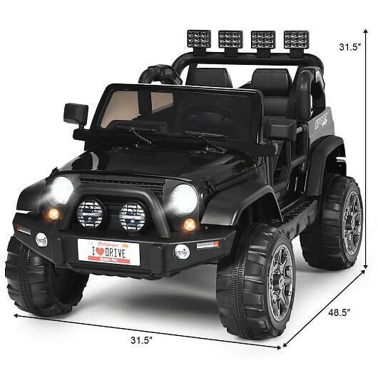 2-Seater Electric Ride-On Truck with Remote Control and Storage - Black