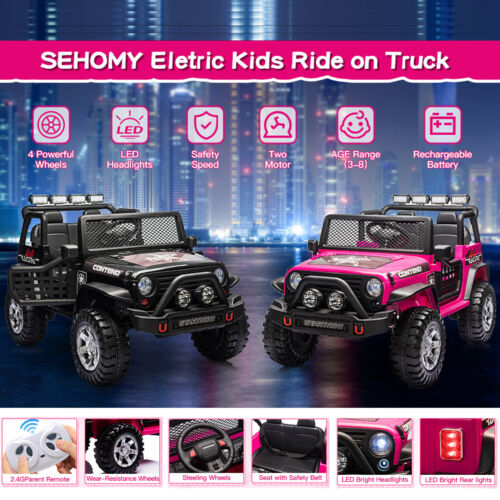 2-Seater Electric Toy Jeep for Kids with Remote Control, USB and Bluetooth Connectivity