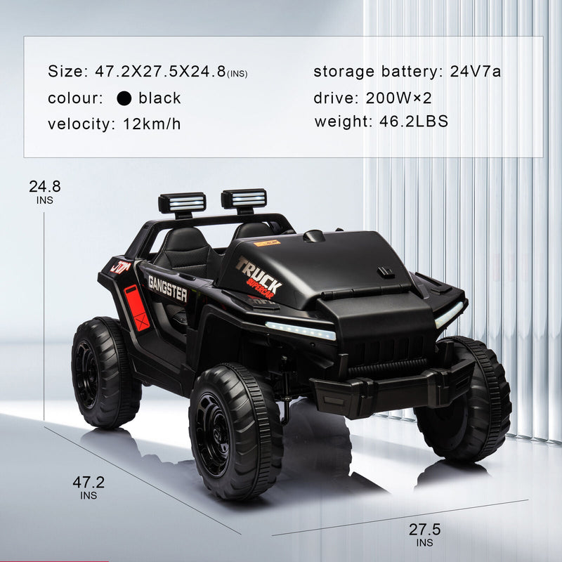 2-Seater Electric Truck for Kids with Music and LED Lights - 24V Ride-On Car