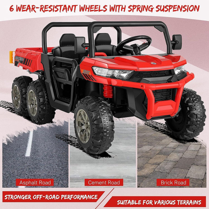 2-Seater Electric Truck Tractor with Dump Bed and Remote Control - 24V