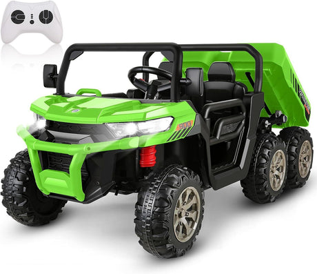 2-Seater Electric Truck Tractor with Dump Bed and Remote Control - 24V