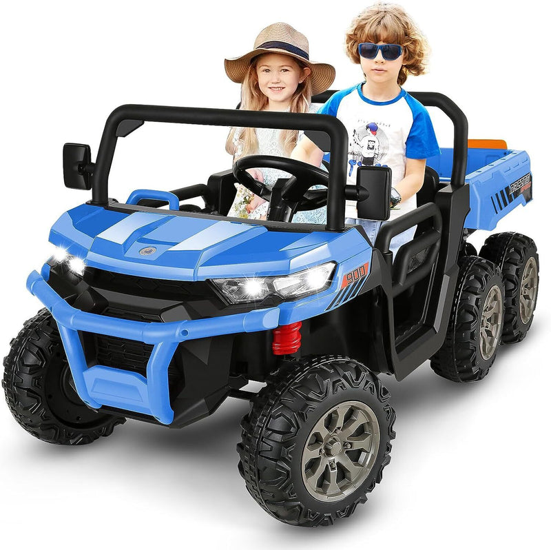2-Seater Electric Truck Tractor with Dump Bed and Remote Control - 24V