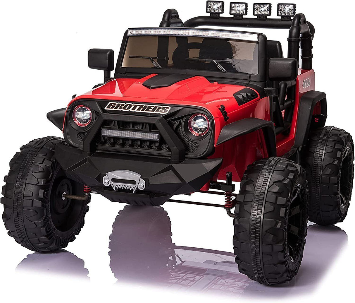 2-Seater 24V Electric Jeep for Kids with Remote Control, 3 Speeds, and LED Lights