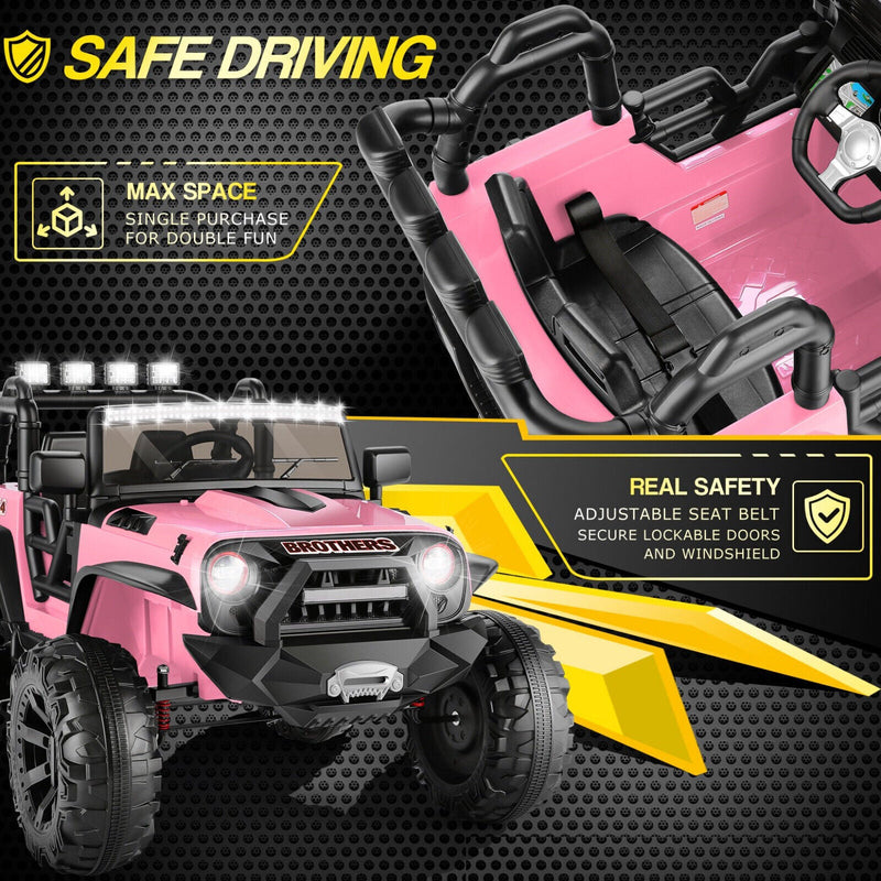 2-Seater 24V Jeep Ride-On Car with Music and Remote Control for Kids