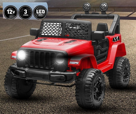 12V Kids Electric Ride-On Jeep Car with USB, Bluetooth, Remote Control, LED Lights, and MP3 Player