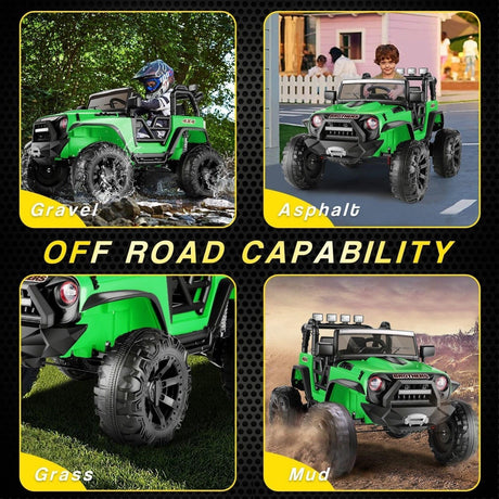 2-Seater 24V Kids Electric Jeep with Remote Control, 3 Speeds, and LED Lights
