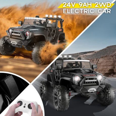 2-Seater Kids Ride on Car Truck with Remote Control, 3 Speeds, and LED Lights - 24V 2x200W