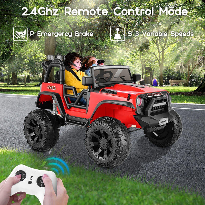 2-Seater Kids Ride on Car Truck with Remote Control, 3 Speeds, and LED Lights - 24V 2x200W