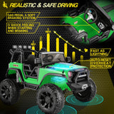 2-Seater Kids Ride on Car Truck with Remote Control, 3 Speeds, and LED Lights - 24V 2x200W