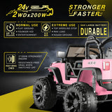 2 Seater Kids Ride On Truck Car with Remote Control and Powerful 24V Motor