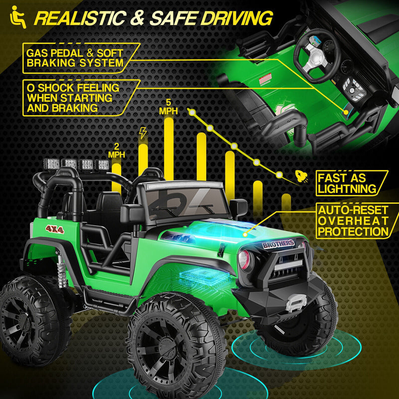 2 Seater Kids Ride On Truck Car with Remote Control and Powerful 24V Motor