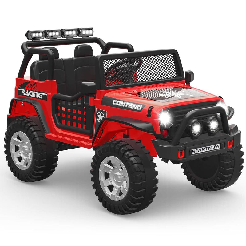 2-Seater Kids Ride-On Truck with Remote Control, LED Lights, Music, and Double Doors