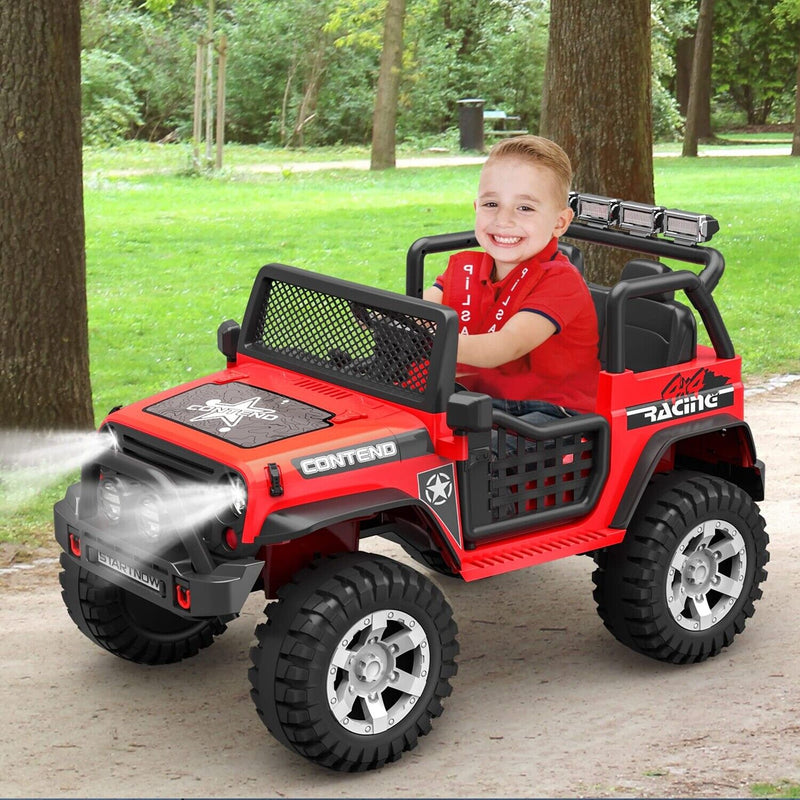 2-Seater Kids Ride-On Truck with Remote Control, LED Lights, Music, and Double Doors