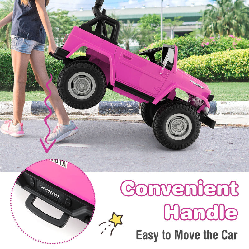 2-Seater Pink Battery Powered Ride-On Car with 3-Point Seat Belts and Doors - 12V