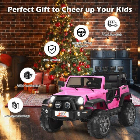 2-Seater Remote Control Ride-On Truck with Storage for Kids - 12V