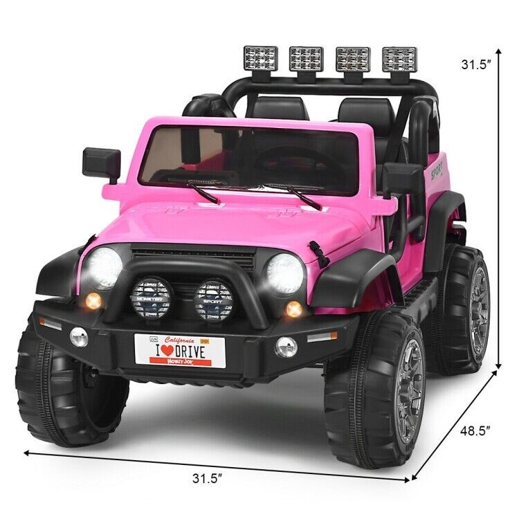 2-Seater Toddler Ride-On Truck with Remote Control and Lights - 12V Driving Toy Car
