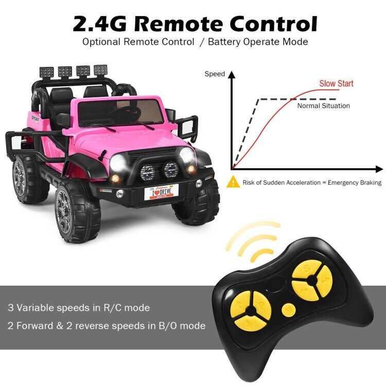 2-Seater Toddler Ride-On Truck with Remote Control and Lights - 12V Driving Toy Car