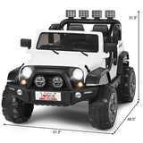 2-Seater White Ride-On Truck with Remote Control and Storage Room - 12V Power