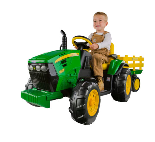 2-Speed Kids Tractor Ride-On Toy Car with FM Radio for Outdoor Play in the Lawn or Backyard