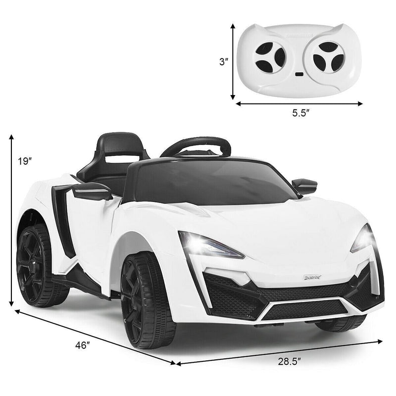 2.4G RC Electric Vehicle with Lights in White - 12V Color Option