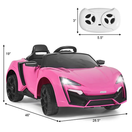Electric Pink Ride-On Car for Kids with Remote Control, Lights, Music, and Openable Doors