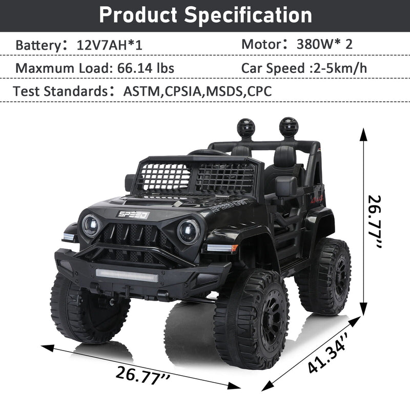 2.4G Remote Control Electric Ride-On Truck for Kids with Parental Control - 12V7A