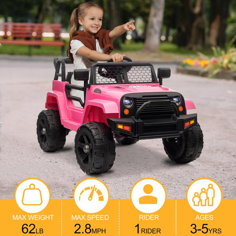 2.4G Remote Control Kids Ride On Car Truck with Light and Music - 12V, 2.8 mph Speed