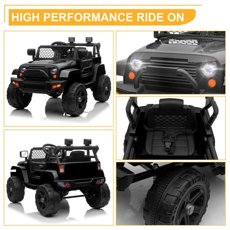 2.4G Remote Control Kids Ride On Car Truck with Light and Music - 12V, 2.8 mph Speed