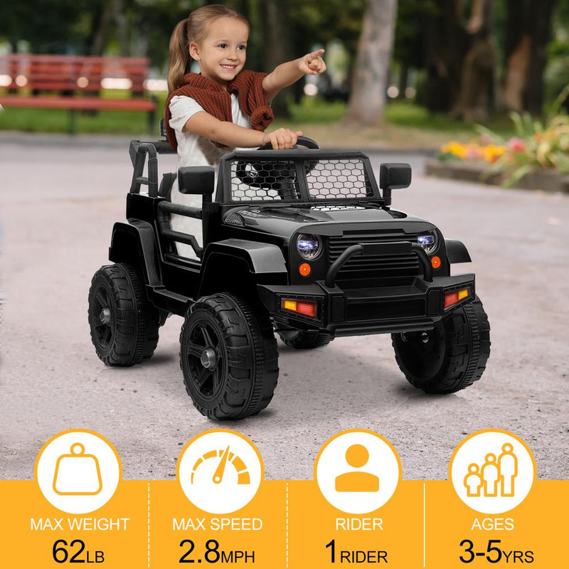 2.4G Remote Control Kids Ride On Car Truck with Light and Music - 12V, 2.8 mph Speed