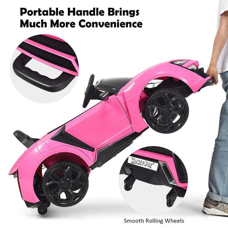 2.4G Remote Control Pink Ride On Car with Openable Lights for Kids - Electric Vehicle